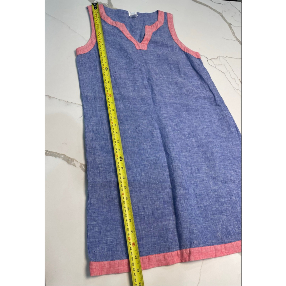Sigrid Olsen Chambray Linen Dress S Blue Sleeveless V-neck Coastal Preppy - Picture 6 of 6